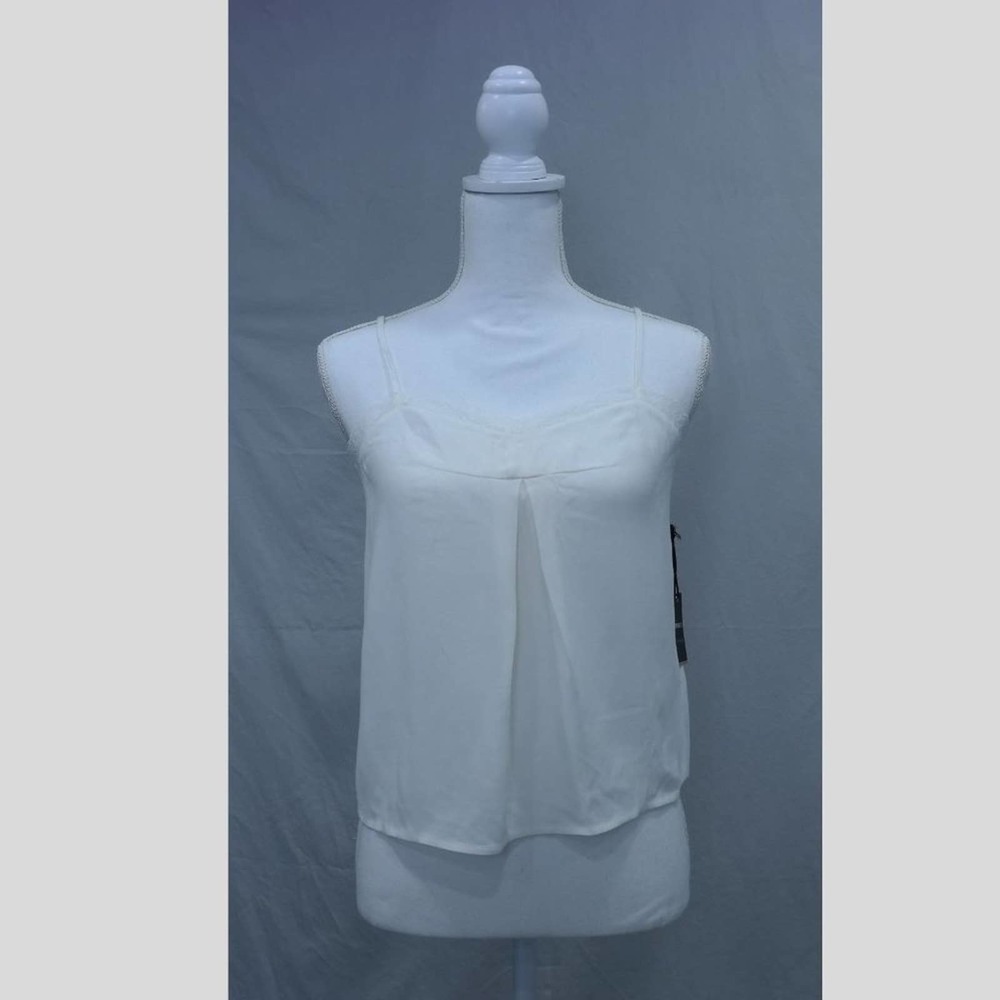 Forever 21 Size Small Cream Drapey Flowy V-Neck Cami with Lace Trim Petite fit